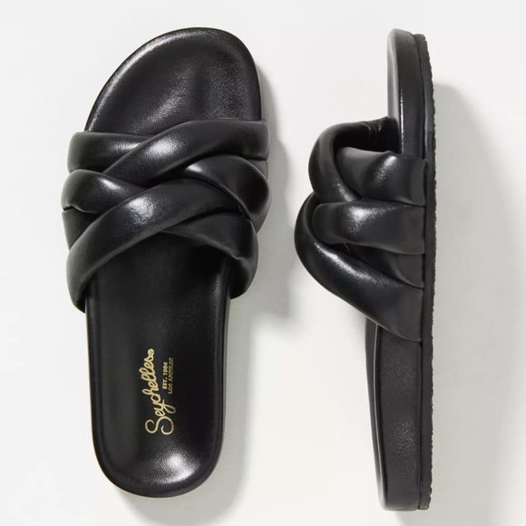 Seychelles Shoes - Seychelles Black Low Key Glow Up Sandals Leather Puffy Braided Woman, Sz 8